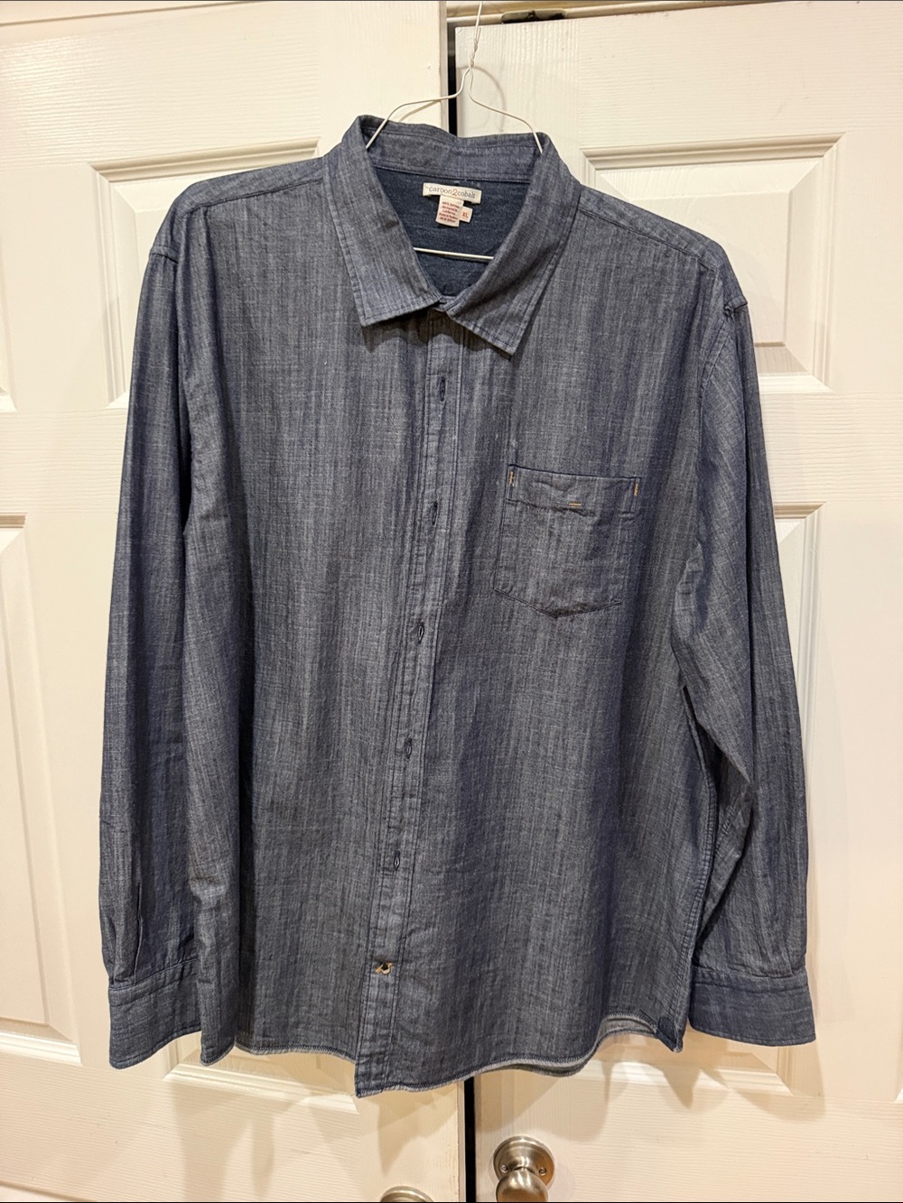 Carbon2Cobalt Men’s Long-Sleeve Button-Up Shirt…Blue Chambray, 100% cotton